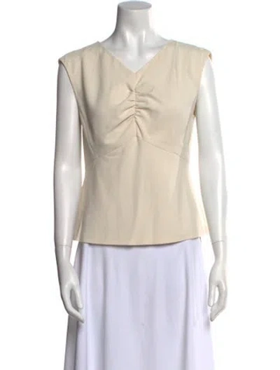 Pre-owned Tailored By Rebecca Taylor V-neck Sleeveless Blouse In Neutral