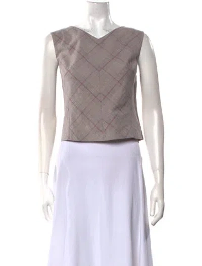 Pre-owned Tailored By Rebecca Taylor V-neck Sleeveless Crop Top W/ Tags In Neutral