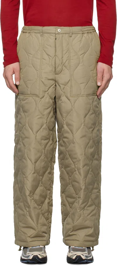 Taion Beige Military Down Trousers In L.mocha