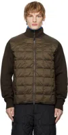 Taion Brown Hi Neck Knit Down Jacket In D.choco
