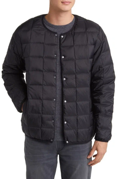 Taion Crewneck Oversize 800 Fill Power Down Jacket In Black/ D.charcoal
