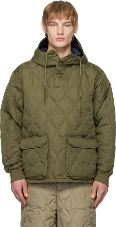 Taion Khaki Military Pullover Down Jacket In D.olive