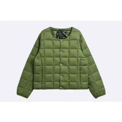 Taion Kids Crew Neck Button Down Jacket Green