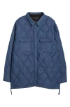 Taion Military Quilted Packable Water Resistant 800 Fill Power Down Shirt Jacket In Blue