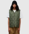 Taion Military V-neck Down Soft Shell Vest In Olive