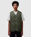 Taion Military V-neck Down Soft Shell Vest In Olive