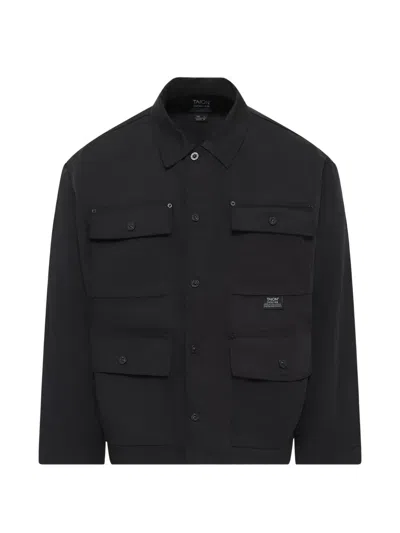 Taion Non Down Button-up Shirt Jacket In Black