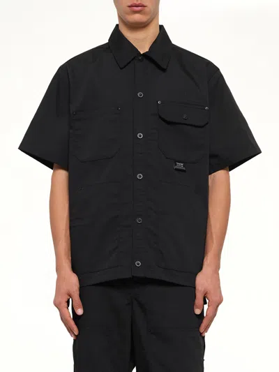 Taion Non Down Work Half Sleeve Shirt In Black