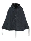 Taion Quilted Hooded Cape In Black