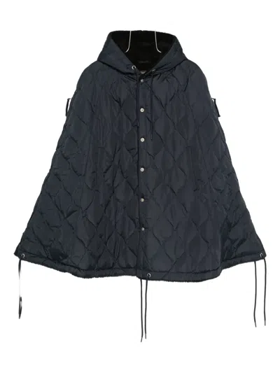 Taion Quilted Hooded Cape In Black