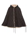 Taion Quilted Hooded Cape In Brown