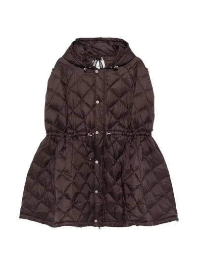 Taion Quilted Hooded Gilet In Brown