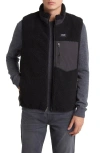 Taion Reversible High Pile Fleece & 800 Fill Power Down Quilted Vest In Black