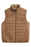 Taion Reversible High Pile Fleece & 800 Fill Power Down Quilted Vest In Brown