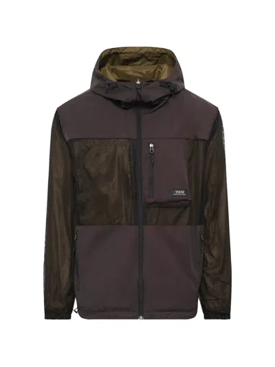 Taion Non Down Mountain Reversible W-zip Hood Jacket In Brown