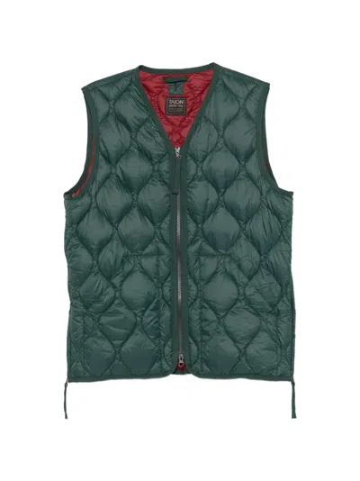 Taion V-neck Gilet In Green