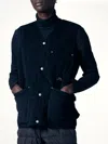 Taion Work V Neck Button Down Vest In Blue