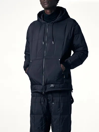 Taion Work Zip Hood Down Jacket In Blue