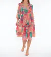 Taj By Sabrina Crippa Abstract Jungle Midi Dress In Pink Abstract Jungle In Multi