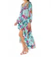 Taj By Sabrina Crippa Ada Asymmetrical Ruffled Dress In Aqua Patchwork In Blue