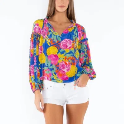 Taj By Sabrina Crippa Arizona Top In Blue Pomegranate In Multi