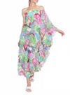 Taj By Sabrina Crippa Asymmetrical Dress In Abstract Jungle In Green