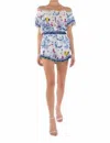 Taj By Sabrina Crippa Candice Shorts In Blue Greek Birds In Multi