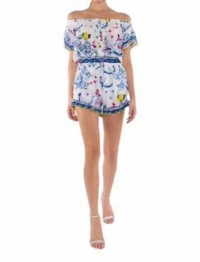 Taj By Sabrina Crippa Candice Shorts In Blue Greek Birds In Multi