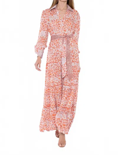 Taj By Sabrina Crippa Daphys Combo Skin Maxi Dress In Orange In Multi