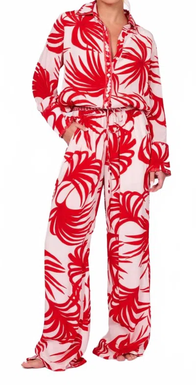 Taj By Sabrina Crippa Dominique Wide Leg Pants In Red