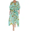 Taj By Sabrina Crippa Fabia Maxi Dress In Aqua Boho Birds In Multi