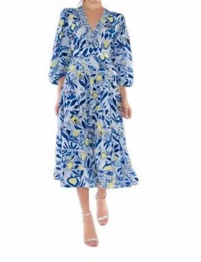 Taj By Sabrina Crippa Gabbiano Dress In Blue Millie Flowers In Multi