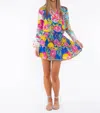 Taj By Sabrina Crippa Istanbul Long Sleeves Pomegranate Top In Blue Pomegranate In Multi