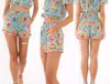 Taj By Sabrina Crippa Lita Off The Shoulder Floral Crop Top In Turquoise Happy Flower In Multi