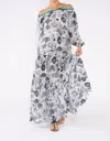 Taj By Sabrina Crippa Carolina Skirt In White Fun Flower In Gray