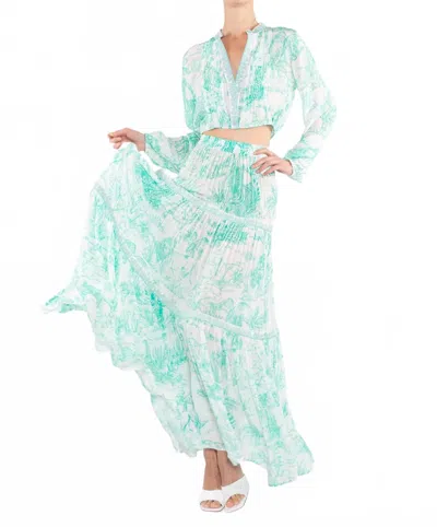 Taj By Sabrina Crippa Mombosa Tiered Skirt In Atlantis Exotic Jungle In White
