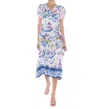 Taj By Sabrina Crippa Oia Midi Dress In Blue Greek Birds In Multi