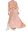 Taj By Sabrina Crippa Sh-4593 Top In Camel Summer Flower In Pink