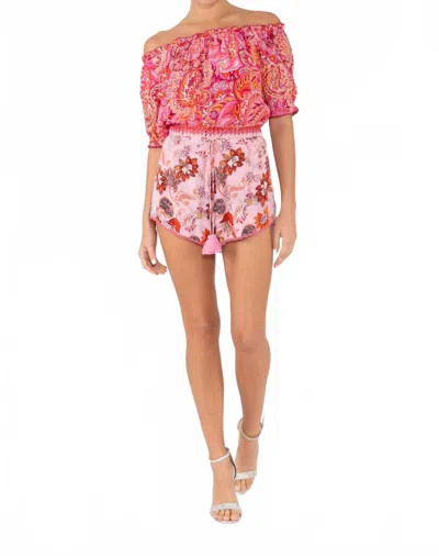 Taj By Sabrina Crippa Sparow Short In Baby Pink Fun Flower