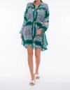 Taj By Sabrina Crippa Vega Dress In Aqua Grecia Tile In Multi