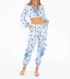 Taj By Sabrina Crippa Celandine Straight Leg Pants In Blue Romantic Border In Multi