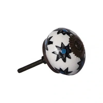 Taj Hotel 1 1/2" Diameter Mushroom Knob In Black,white,blue