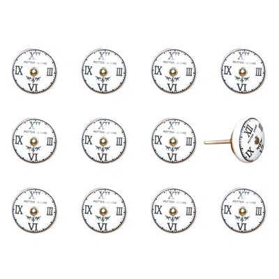 Taj Hotel Hand Painted 1 1/2" Diameter Mushroom Knob Multipack In Black,white