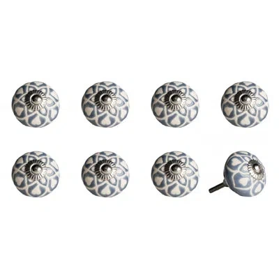 Taj Hotel Hand Painted 1 1/2" Diameter Round Knob In Light Blue,cream