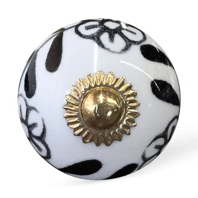Taj Hotel Hand Painted 1.5" Diameter Mushroom Knob Multipack In Black,white,bronze