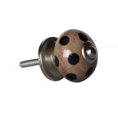 Taj Hotel Hand Painted 1.5" Diameter Mushroom Knob Multipack In Brown,black,silver
