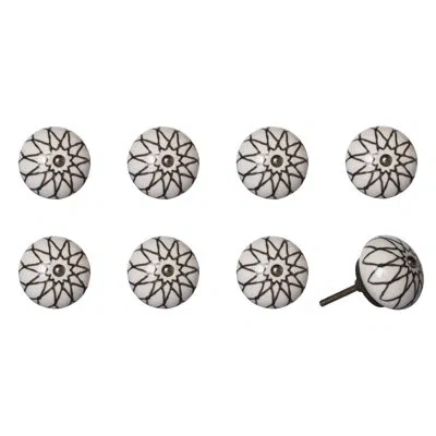 Taj Hotel Hand Painted 1.5" Diameter Mushroom Knob Multipack In Cream,brown,silver