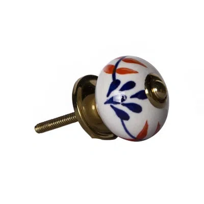 Taj Hotel Hand Painted 1.5" Diameter Mushroom Knob Multipack In Gold,orange,blue