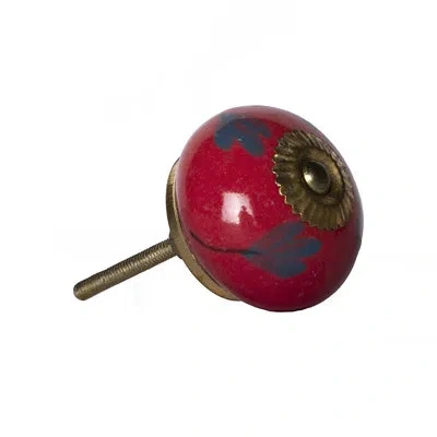 Taj Hotel Hand Painted 1.5" Diameter Mushroom Knob Multipack In Red,blue,bronze
