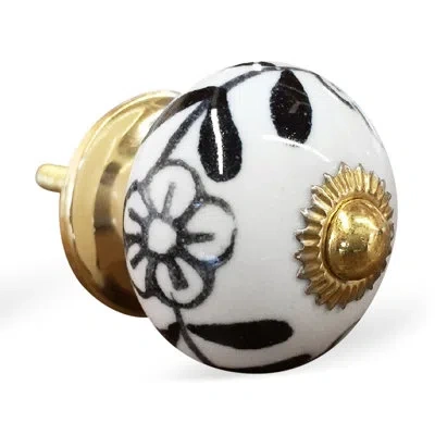 Taj Hotel Hand Painted 1.5" Diameter Mushroom Knob Multipack In White,black,gold